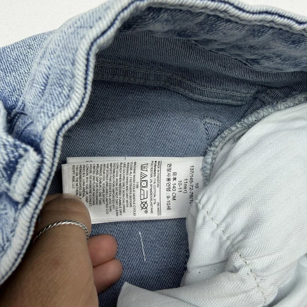 Gap Old Navy Outfit Set Girls 10 Blue Striped Tank Denim Jeans 2 Piece Casual